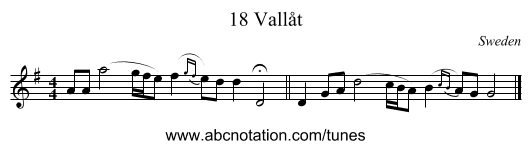18 Vallåt - staff notation