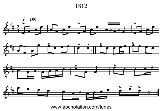 1812 - staff notation