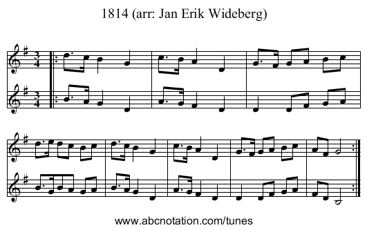 1814 (arr: Jan Erik Wideberg) - staff notation