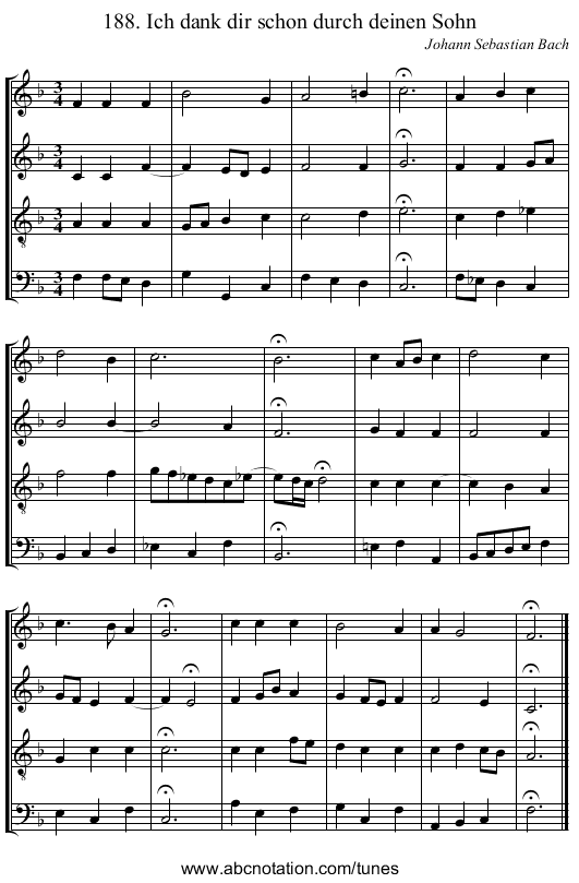 188. Ich dank dir schon durch deinen Sohn - staff notation