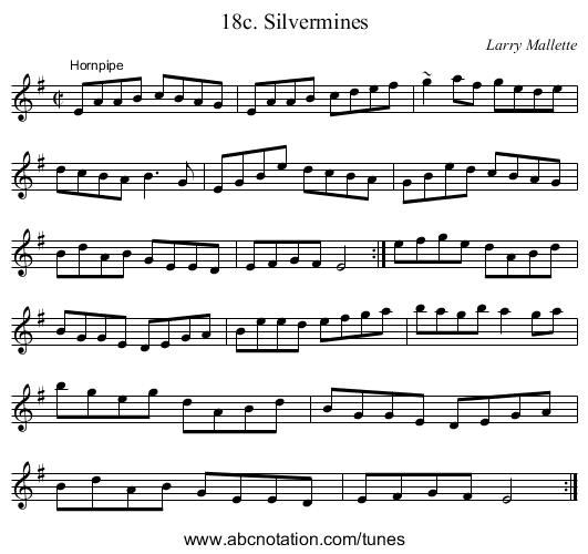 18c. Silvermines - staff notation