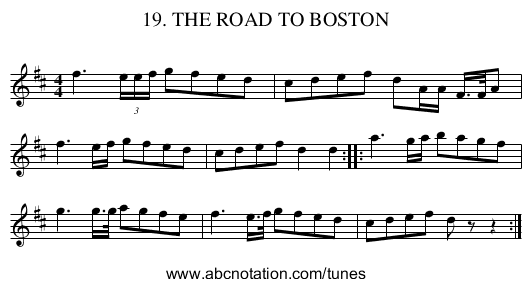 19. THE ROAD TO BOSTON - staff notation