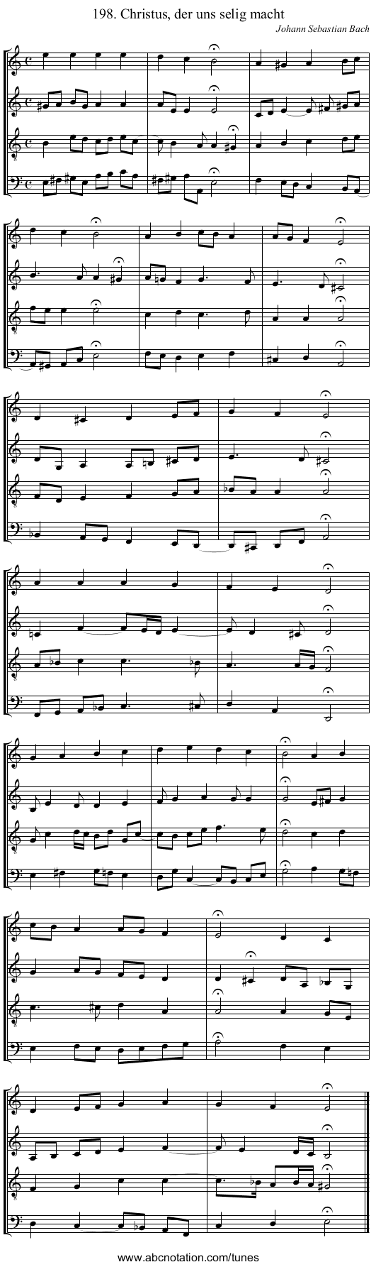 198. Christus, der uns selig macht - staff notation
