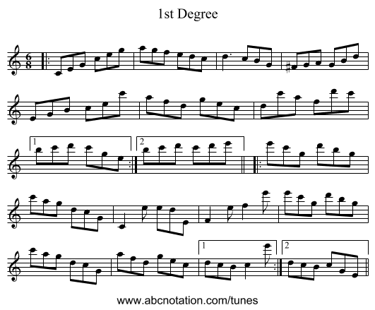 1st Degree - staff notation