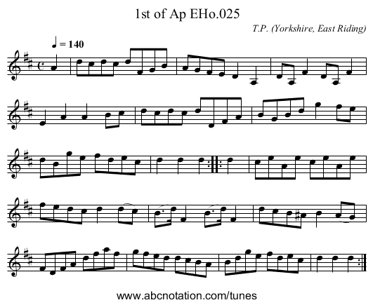 1st of Ap EHo.025 - staff notation