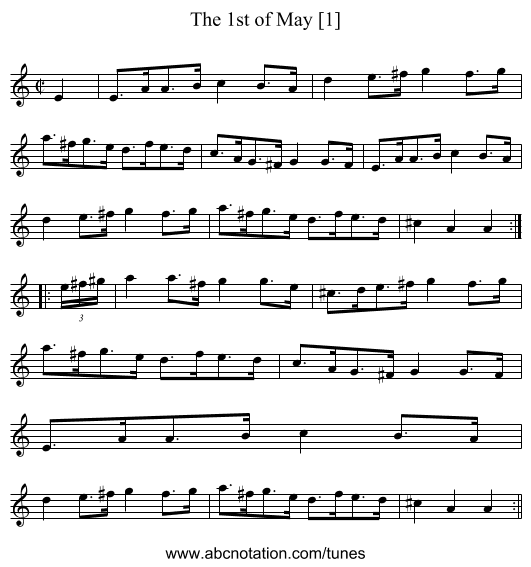 1st of May [1], The - staff notation