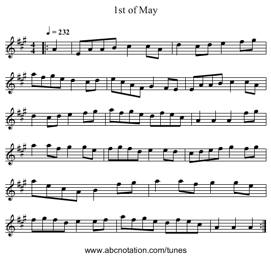 1st of May - staff notation