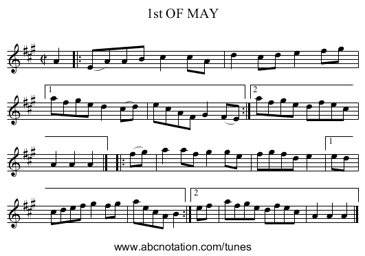 1st OF MAY - staff notation