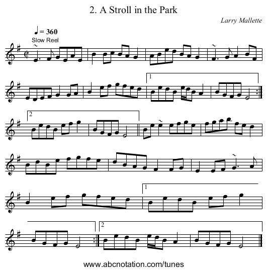 2. A Stroll in the Park - staff notation