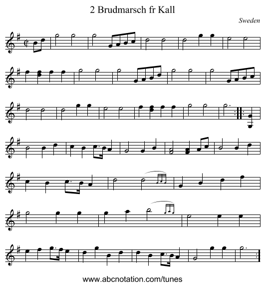 2 Brudmarsch fr Kall - staff notation