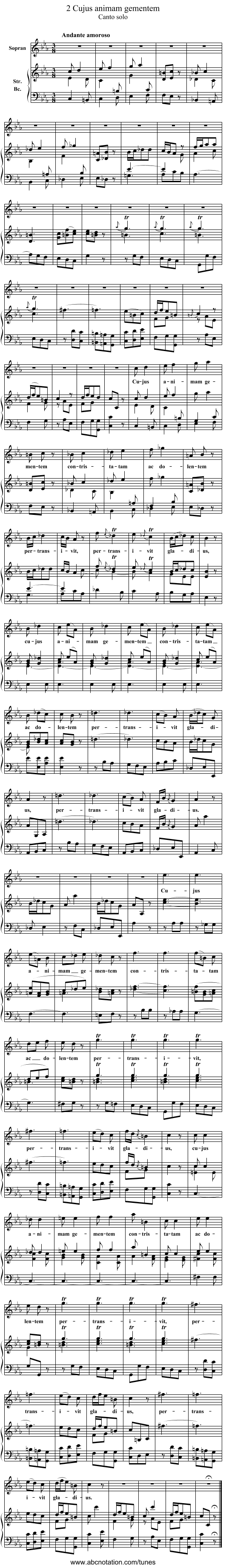 2 Cujus animam gementem - staff notation