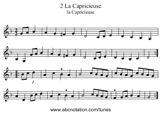 2 La Capricieuse - staff notation
