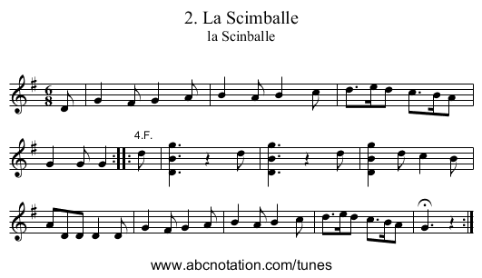 2. La Scimballe - staff notation