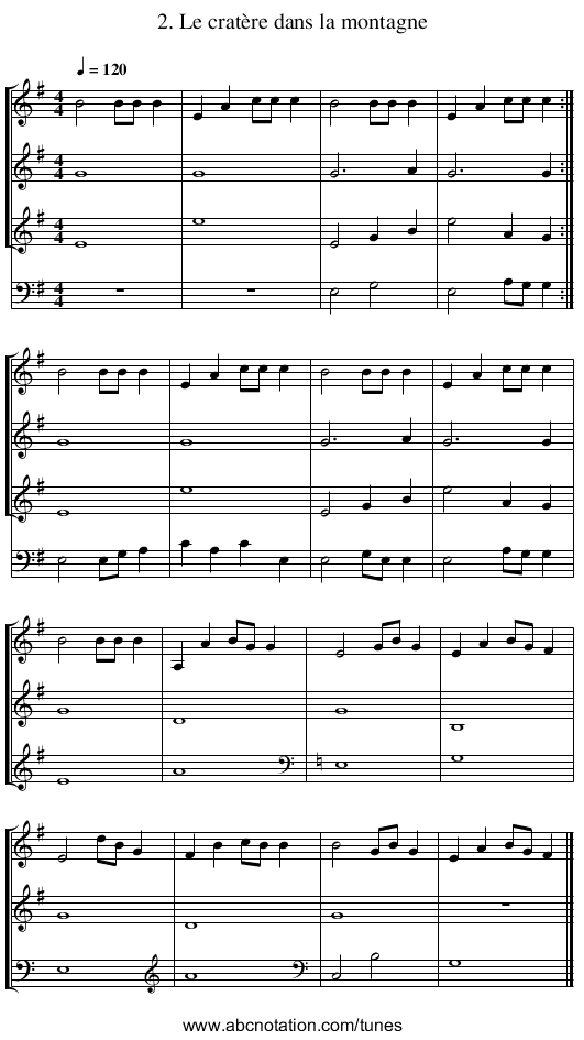 2. Le cratère dans la montagne - staff notation