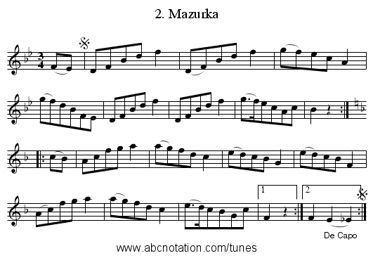 2. Mazurka - staff notation