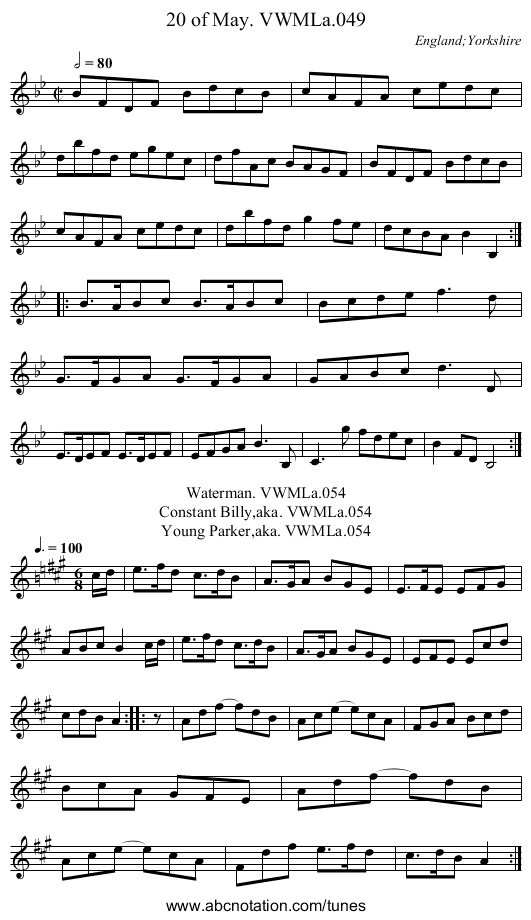 20 of May. VWMLa.049 - staff notation