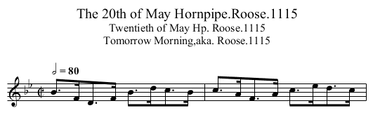 20th of May Hornpipe.Roose.1115, The - staff notation
