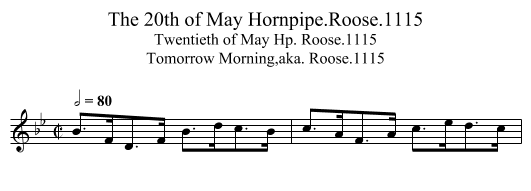 20th of May Hornpipe.Roose.1115, The - staff notation