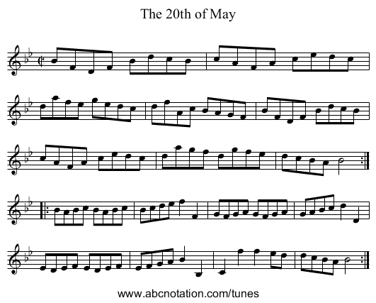 20th of May, The - staff notation