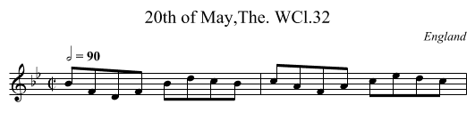 20th of May,The. WCl.32 - staff notation