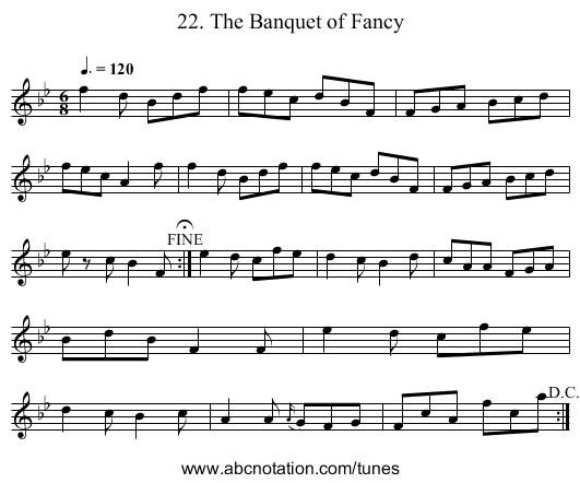 22. The Banquet of Fancy - staff notation