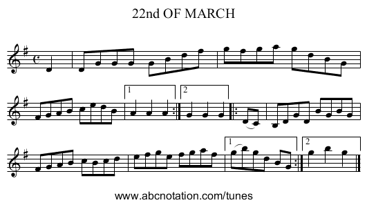 22nd OF MARCH - staff notation