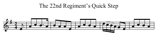 22nd Regiment’s Quick Step, The - staff notation