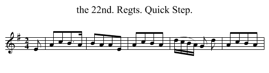22nd. Regts. Quick Step., the  - staff notation