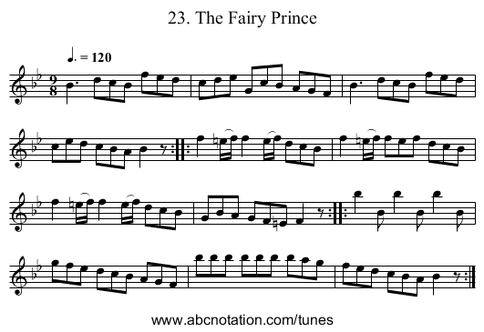 23. The Fairy Prince - staff notation
