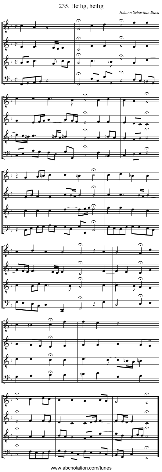 235. Heilig, heilig - staff notation