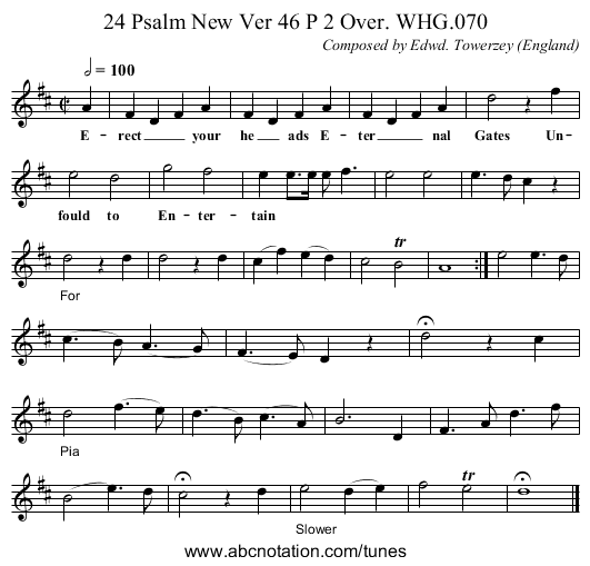 24 Psalm New Ver 46 P 2 Over. WHG.070 - staff notation