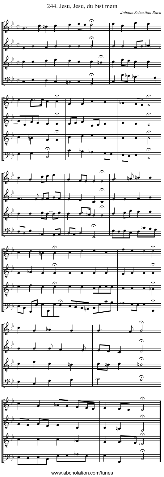 244. Jesu, Jesu, du bist mein - staff notation