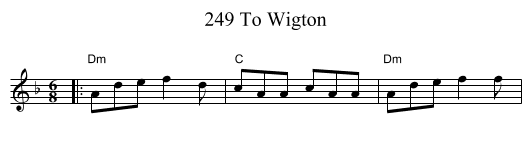 249 To Wigton - staff notation