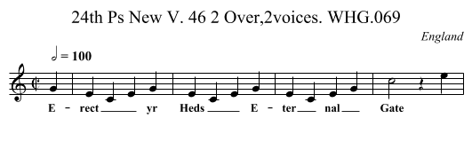 24th Ps New V. 46 2 Over,2voices. WHG.069 - staff notation
