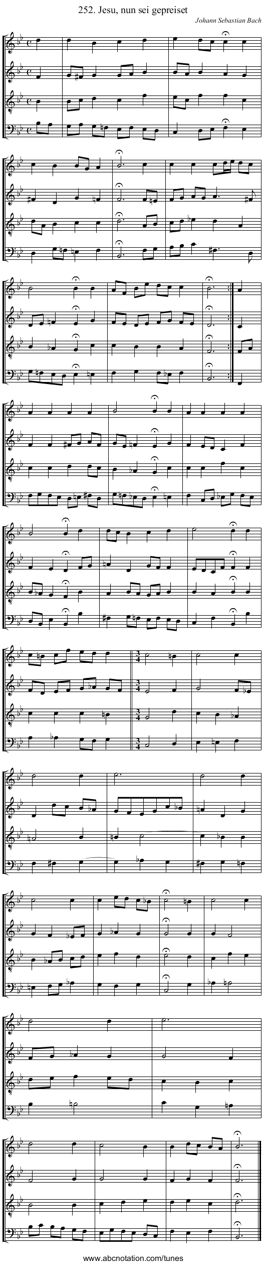 252. Jesu, nun sei gepreiset - staff notation