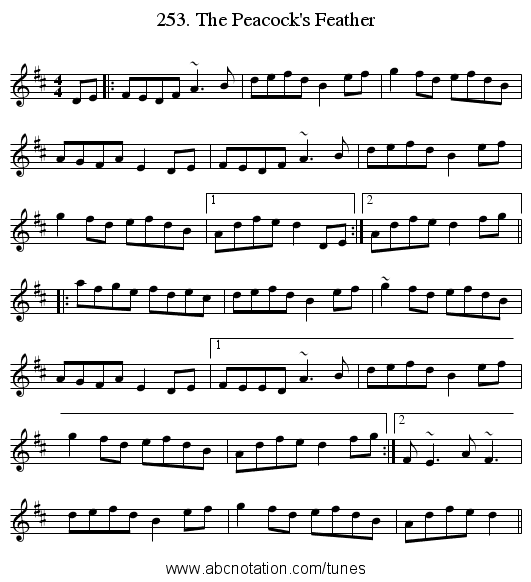 253. The Peacock's Feather - staff notation