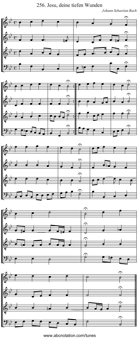 256. Jesu, deine tiefen Wunden - staff notation