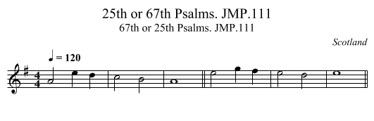 25th or 67th Psalms. JMP.111 - staff notation