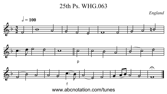 25th Ps. WHG.063 - staff notation