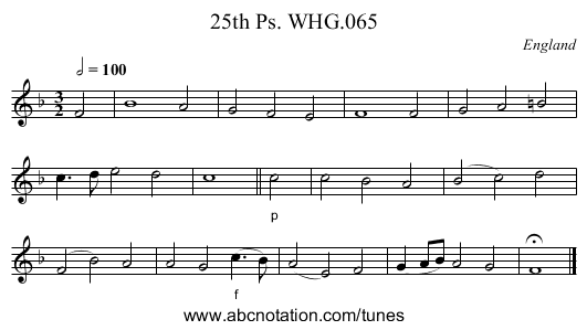25th Ps. WHG.065 - staff notation