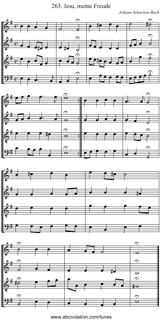263. Jesu, meine Freude - staff notation