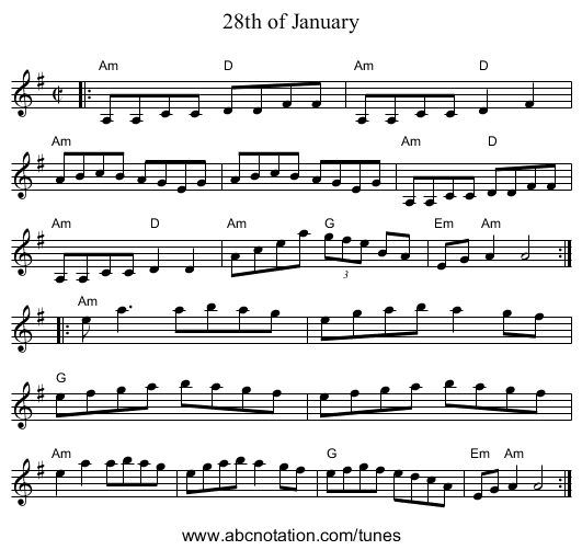 28th of January - staff notation