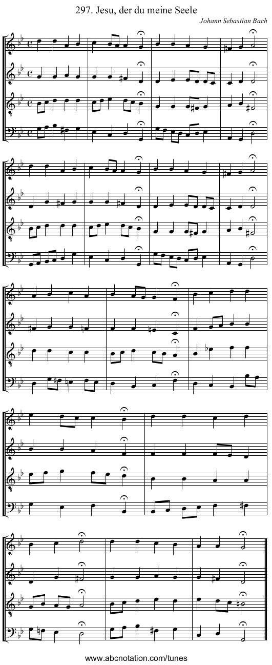 297. Jesu, der du meine Seele - staff notation