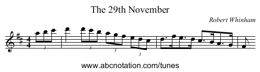 29th November, The - staff notation