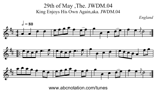 29th of May ,The. JWDM.04 - staff notation