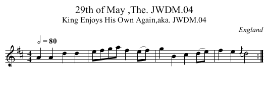 29th of May ,The. JWDM.04 - staff notation