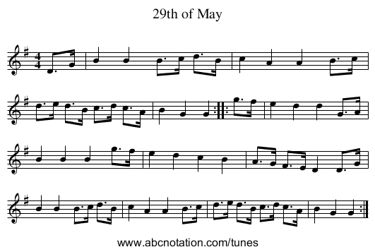 29th of May - staff notation