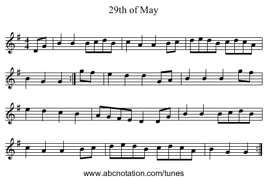 29th of May - staff notation