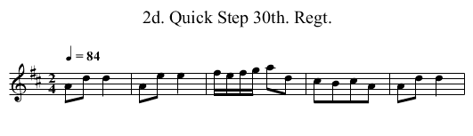 2d. Quick Step 30th. Regt. - staff notation