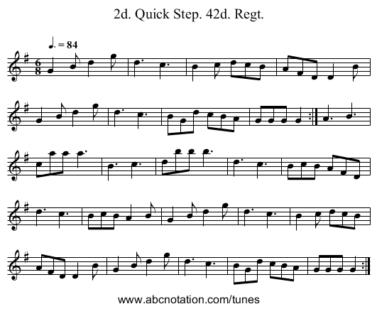 2d. Quick Step. 42d. Regt. - staff notation